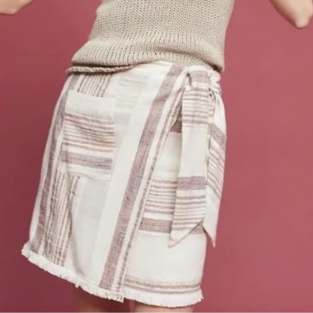 HOLDING HORSES Cream and Brown Striped Mini Skirt